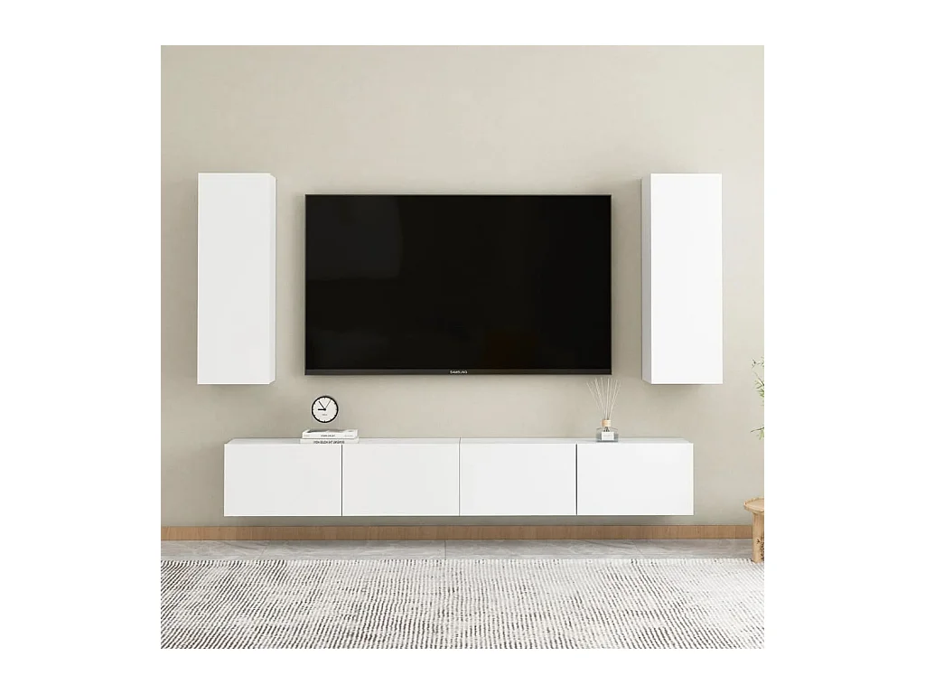 Ensemble de meubles TV 4 pcs Blanc Aggloméré
