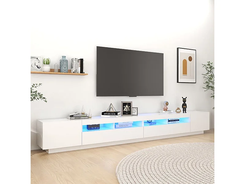 TV-meubel met LED-verlichting Wit 300x35x40 cm