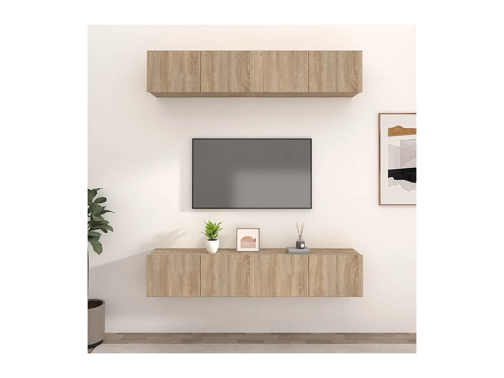 Mobile TV 4 pezzi Rovere Sonoma 80x30x30 cm MDF