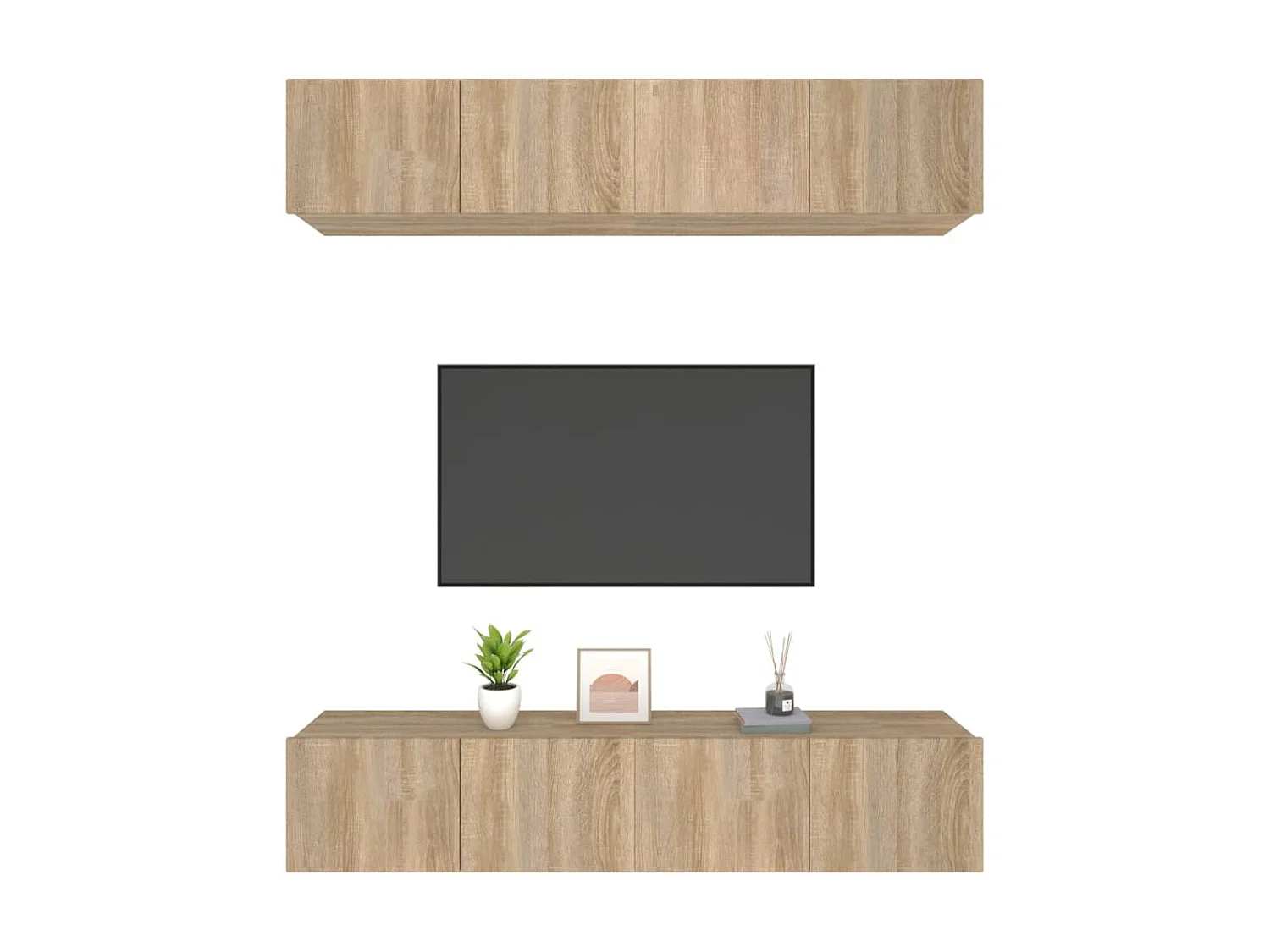 Mueble TV 4 piezas roble Sonoma 80x30x30 cm madera contrachapada