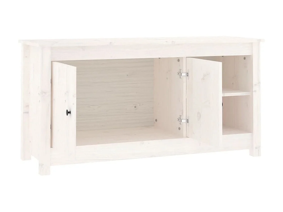 Mueble TV blanco 103x36,5x52 cm Madera maciza de pino