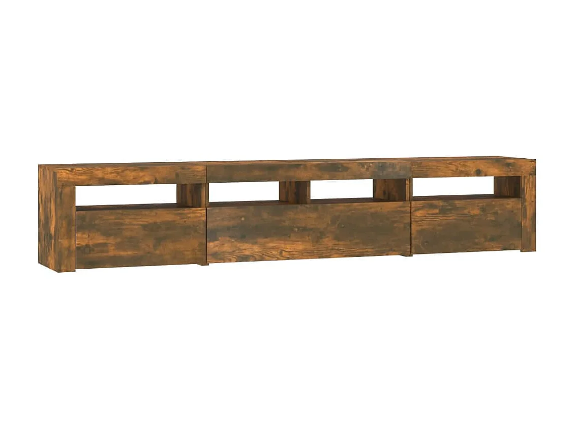 Meuble TV avec lumières LED Chêne fumé 210x35x40 cm