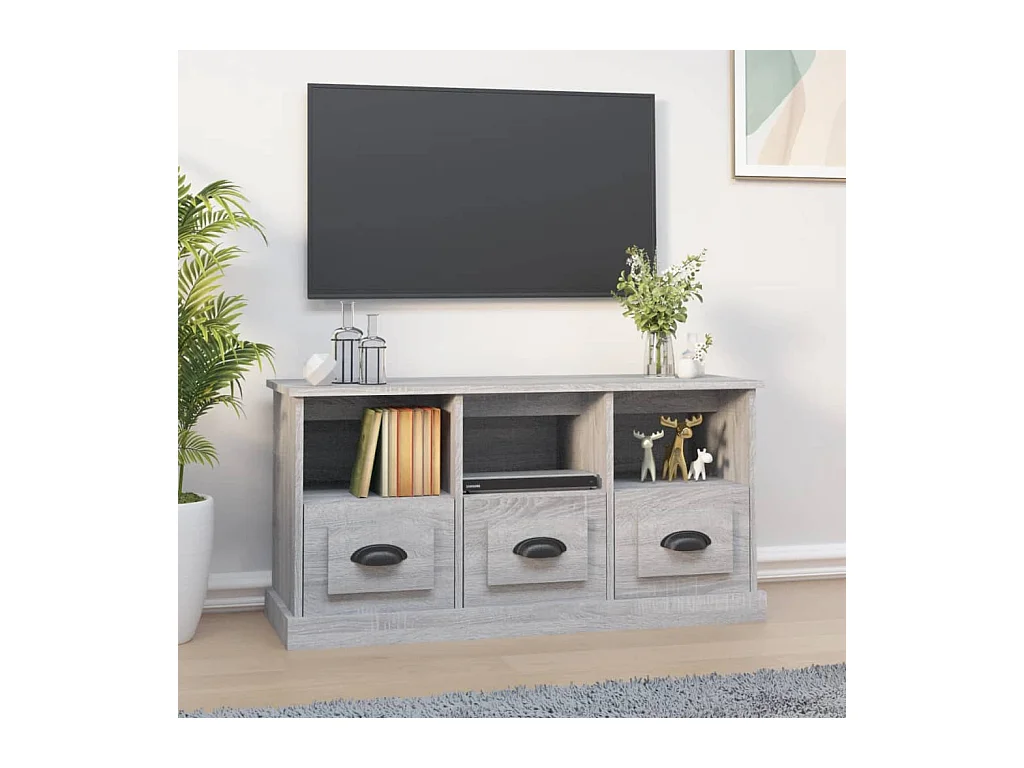 Mobile TV Sonoma grigio 100x35x50 cm in derivati del legno
