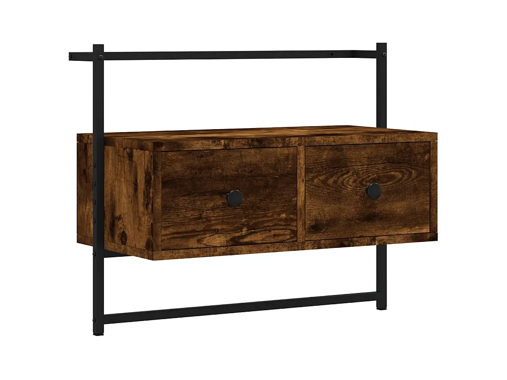 Gerookt eiken tv-wandmeubel 60,5x30x51 cm samengesteld hout