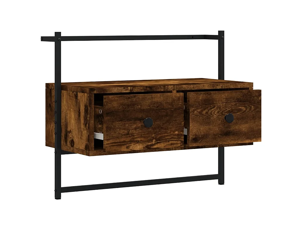 Gerookt eiken tv-wandmeubel 60,5x30x51 cm samengesteld hout