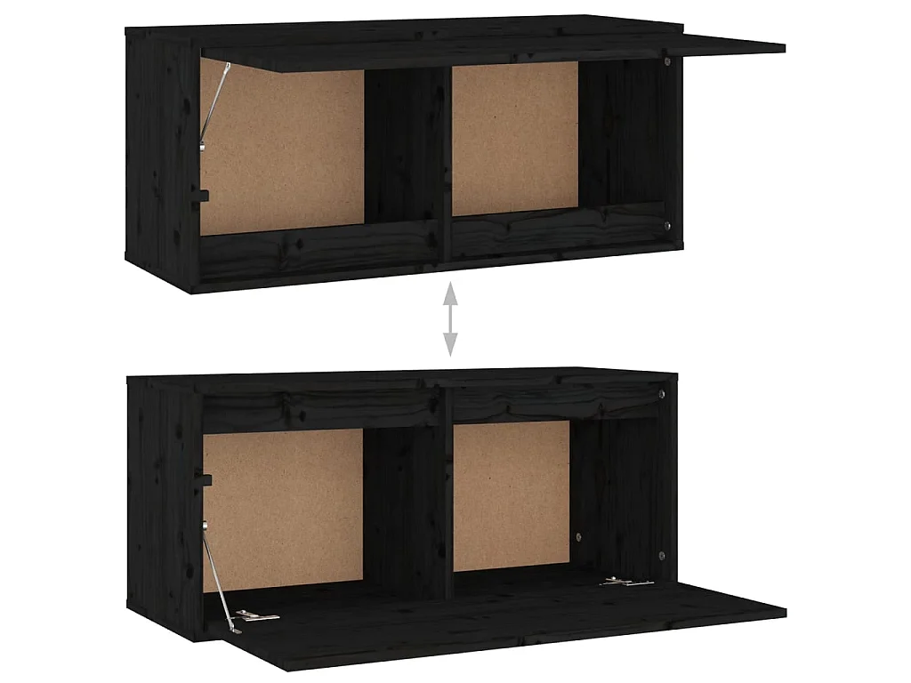 TV-meubel 2 stuks Zwart Massief grenenhout