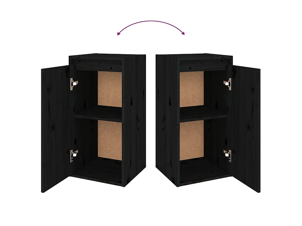 TV-meubel 2 stuks Zwart Massief grenenhout