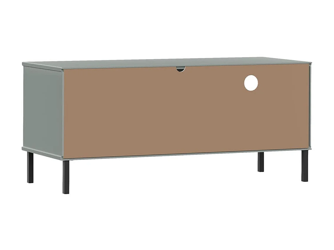 Meuble TV avec pieds en métal Gris Bois de pin massif OSLO