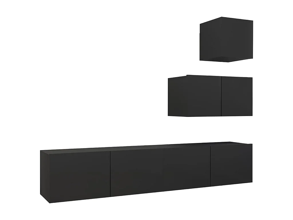 Ensemble de meuble TV 4 pcs Noir Aggloméré