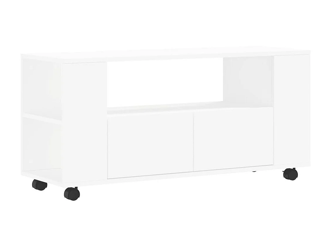 Meuble TV blanc 102x34,5x43 cm bois d'ingénierie