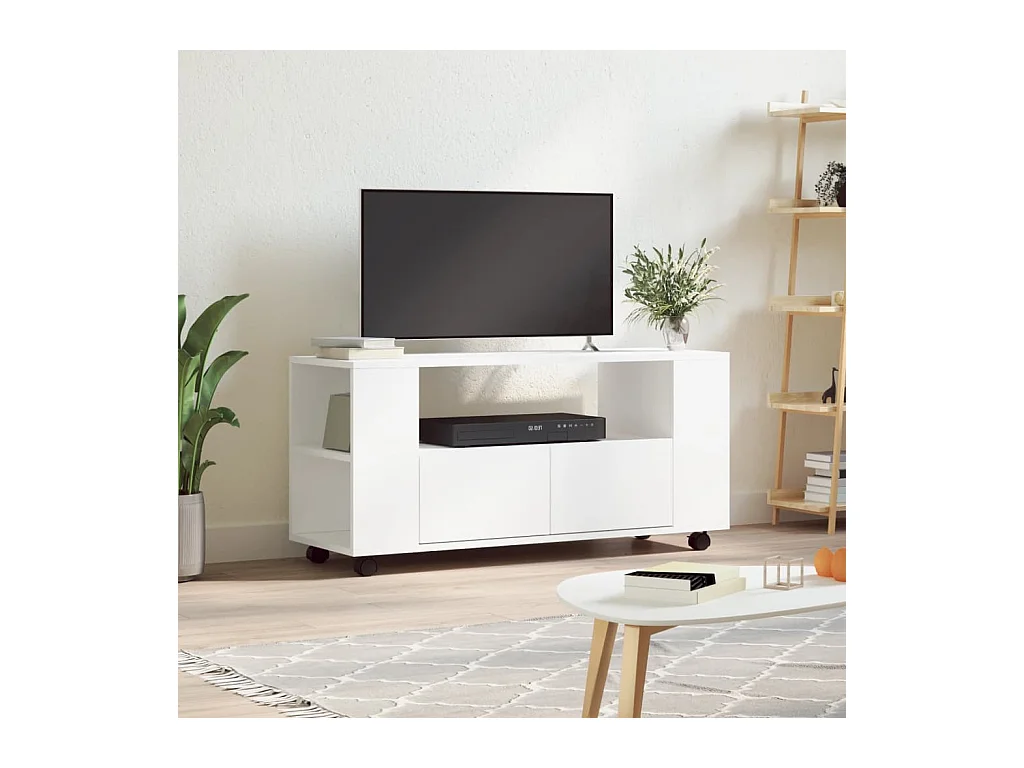 Meuble TV blanc 102x34,5x43 cm bois d'ingénierie
