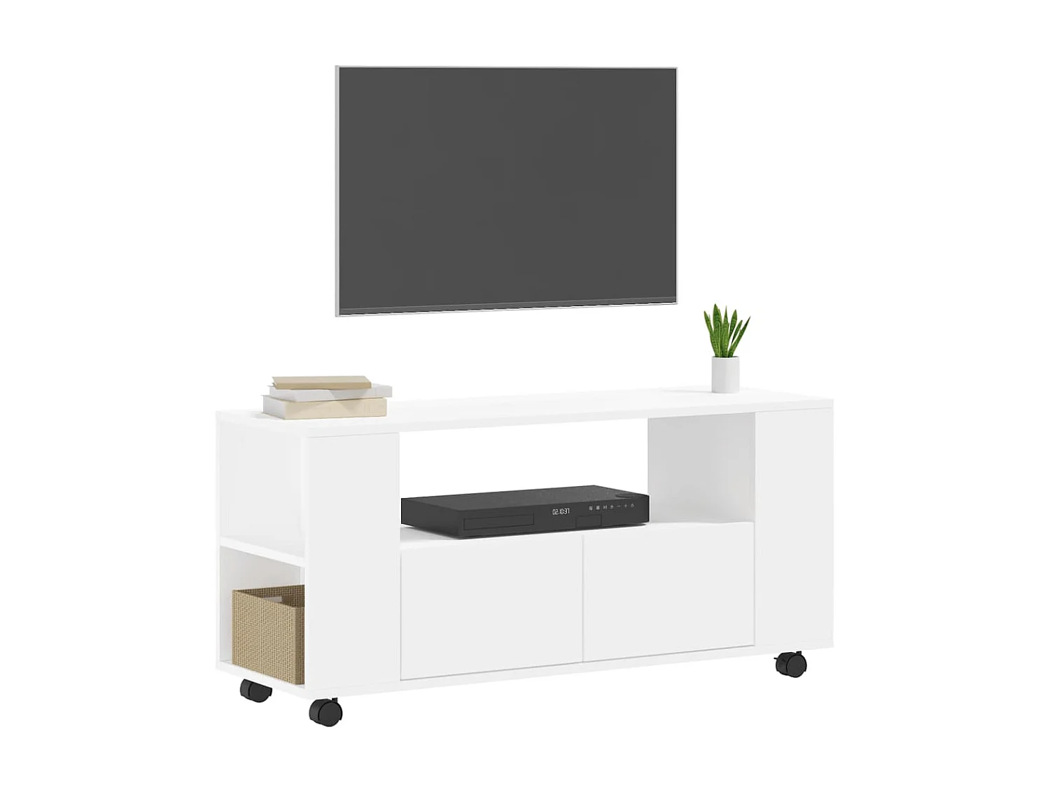 Meuble TV blanc 102x34,5x43 cm bois d'ingénierie