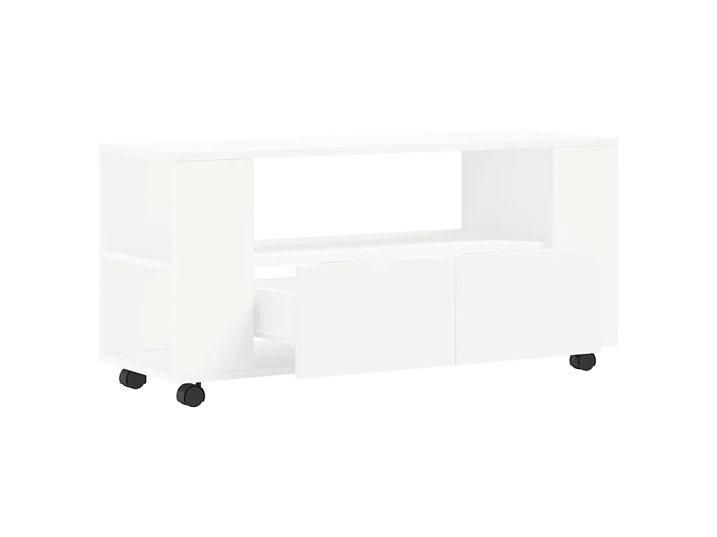 Meuble TV blanc 102x34,5x43 cm bois d'ingénierie