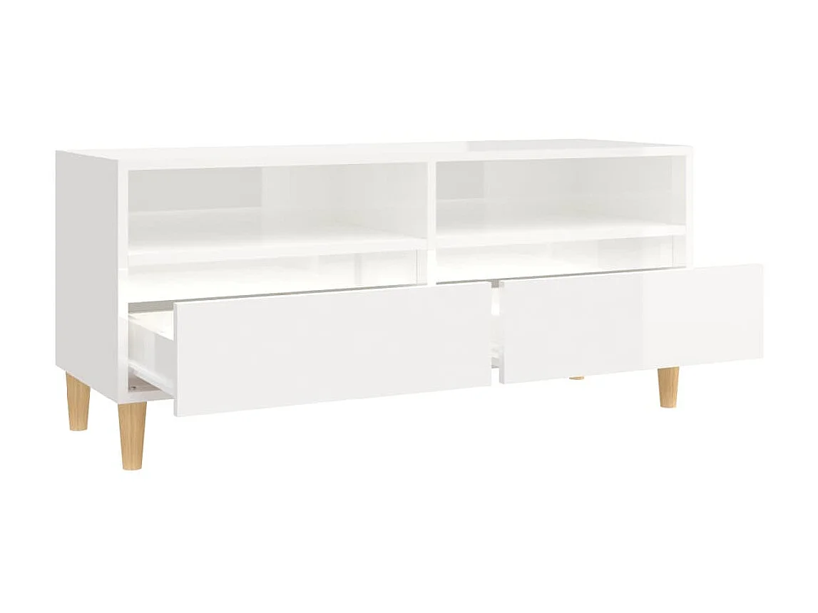 Meuble TV blanc brillant 100x34,5x44,5 cm bois d'ingénierie