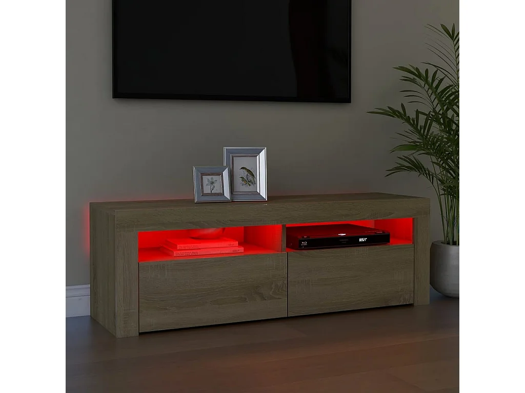 Meuble TV avec lumières LED chêne sonoma 120x35x40 cm