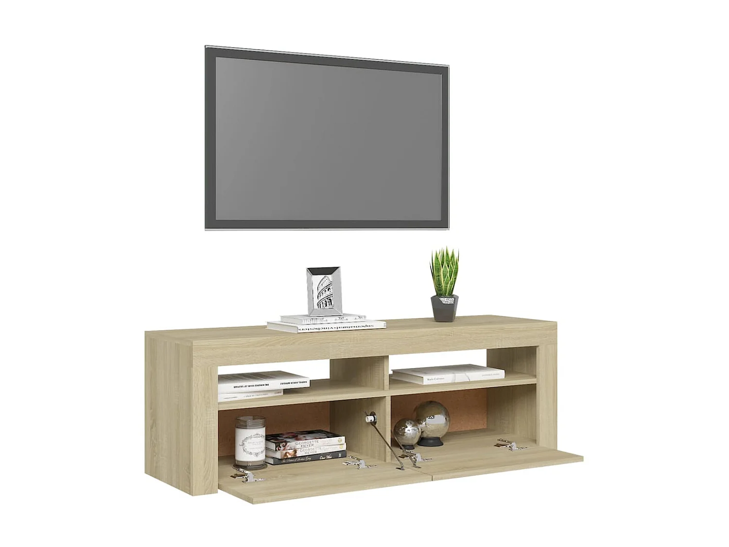 Meuble TV avec lumières LED chêne sonoma 120x35x40 cm