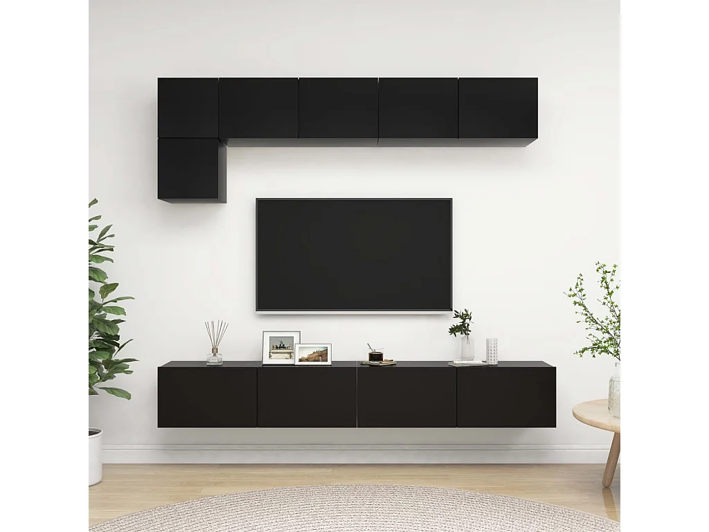 Ensemble de meuble TV 5 pcs Noir Aggloméré
