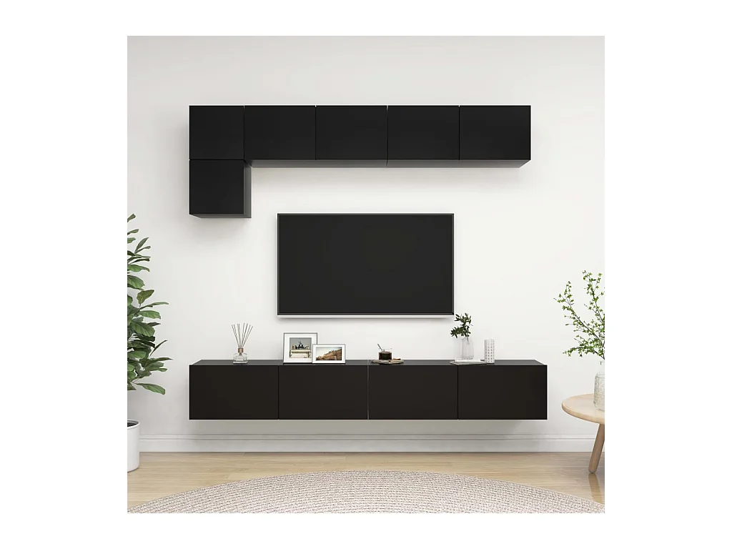 Ensemble de meuble TV 5 pcs Noir Aggloméré