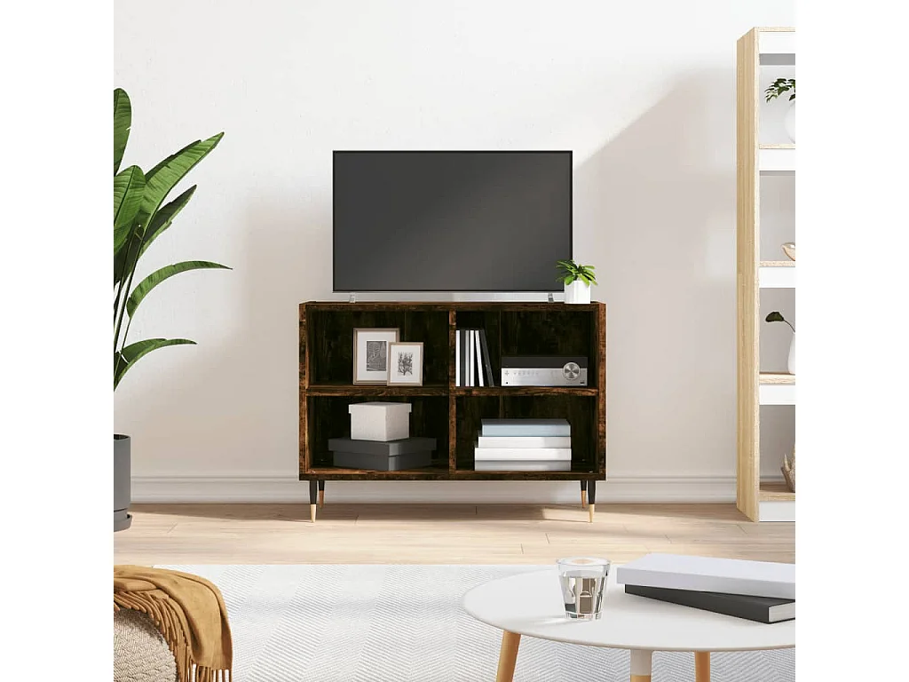 Meuble TV chêne fumé 69,5x30x50 cm bois d'ingénierie