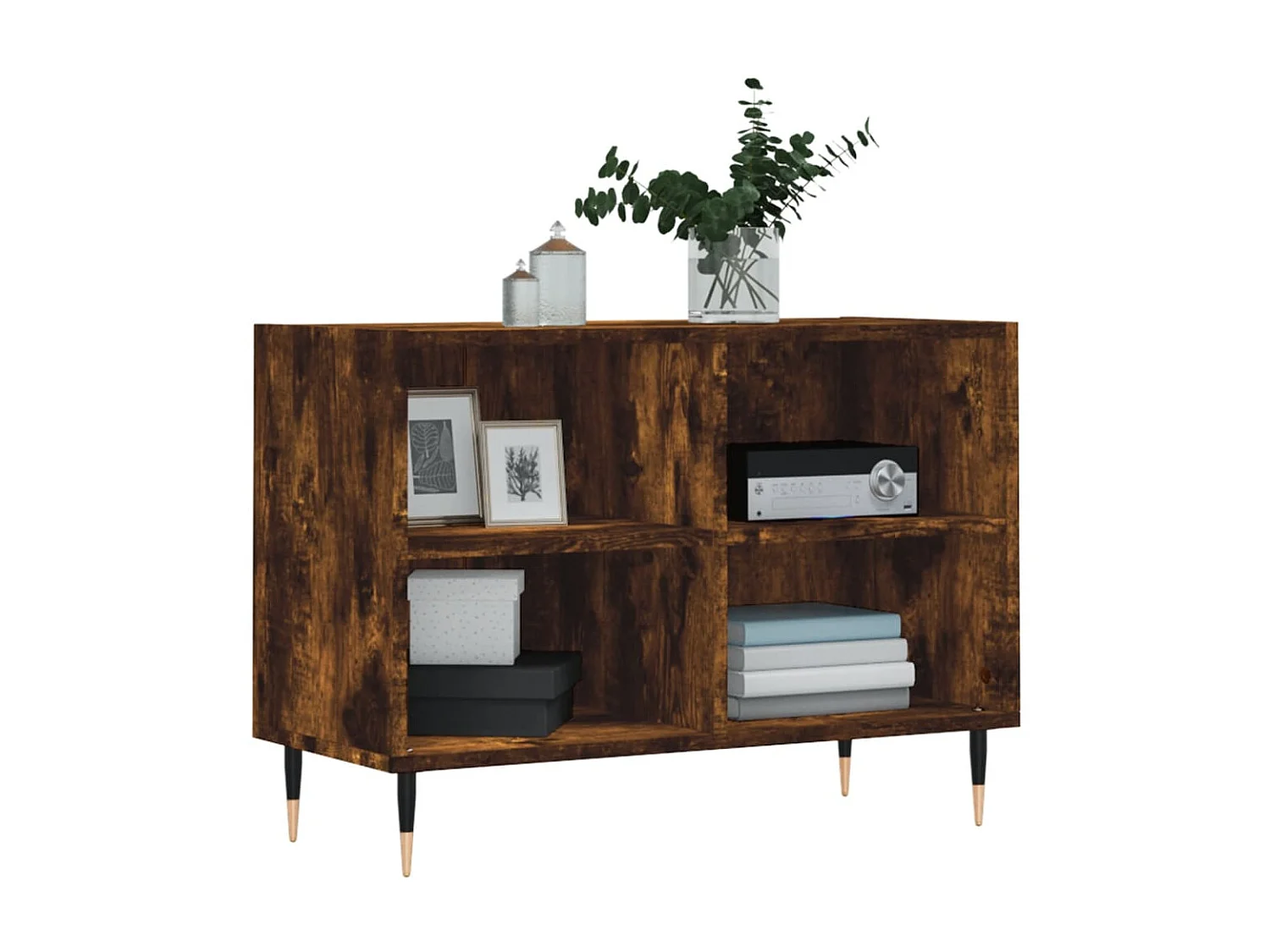 Meuble TV chêne fumé 69,5x30x50 cm bois d'ingénierie