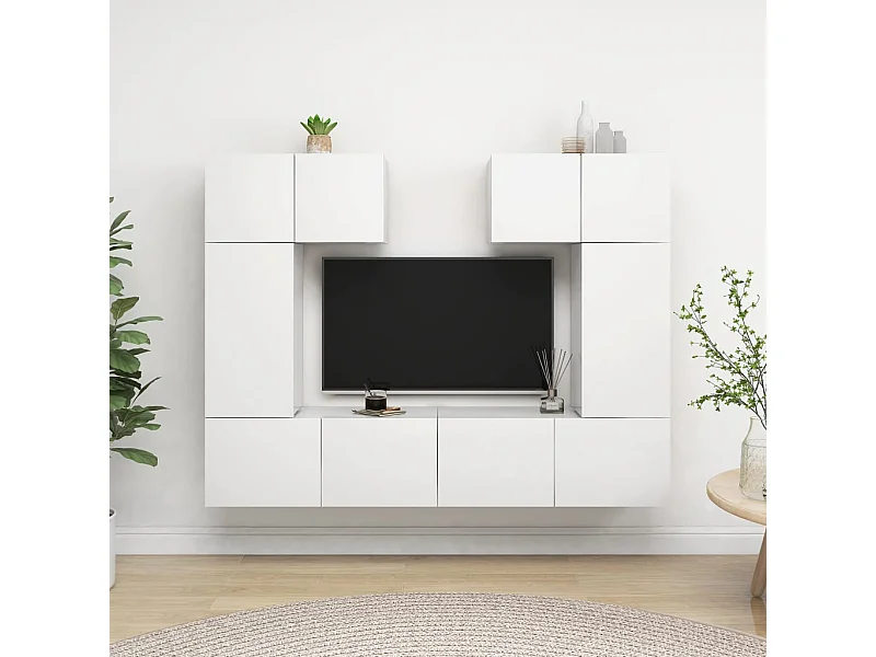 Set mobile TV 6 pezzi in truciolare bianco