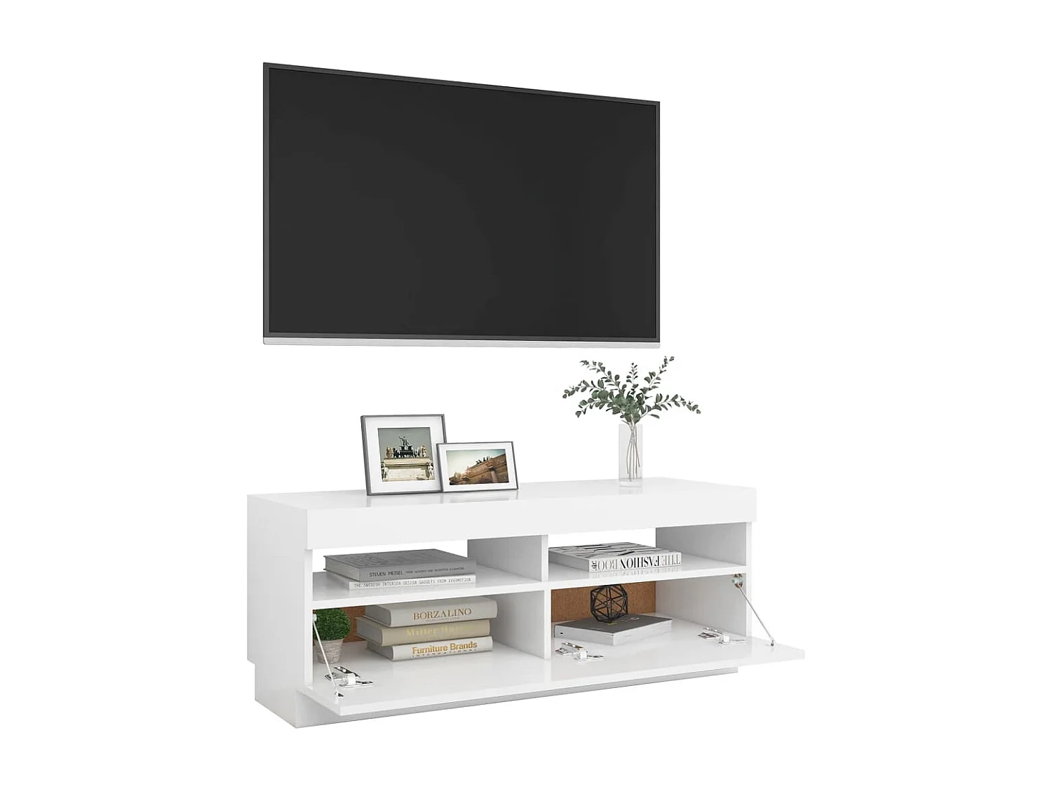 Meuble TV avec lumières LED Blanc 100x35x40 cm