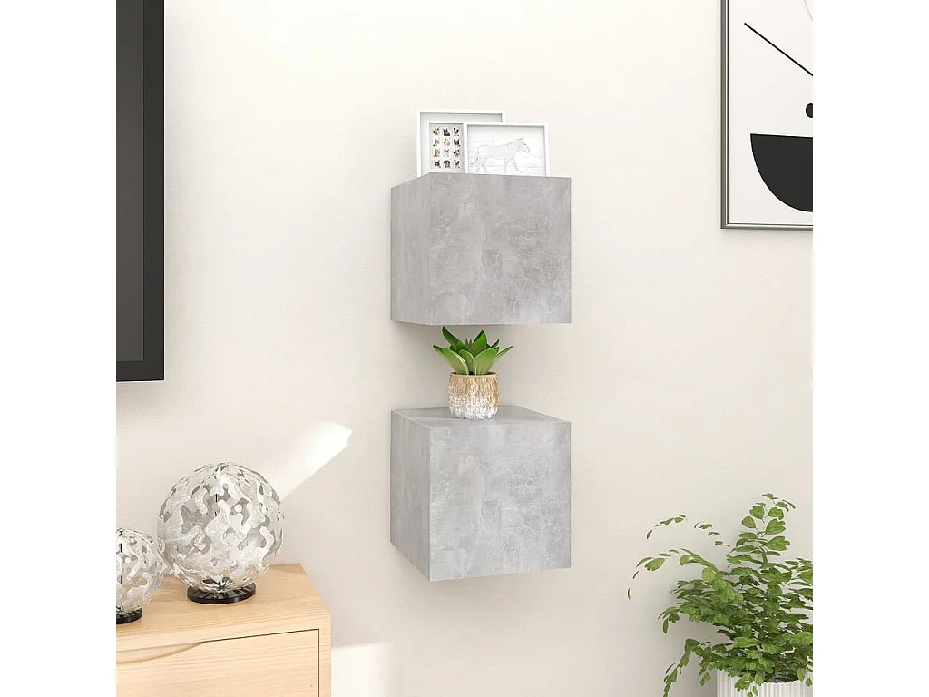 Muebles TV de pared 2 uds Gris hormigón 30,5x30x30 cm