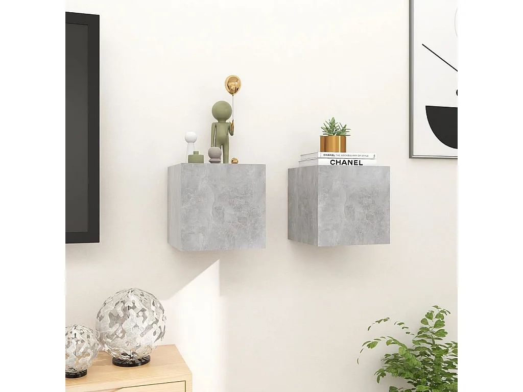 Meubles TV muraux 2 pcs Gris béton 30,5x30x30 cm