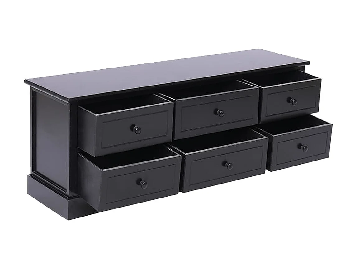 Mobile TV nero 108x30x40 cm in legno massello di Paulownia