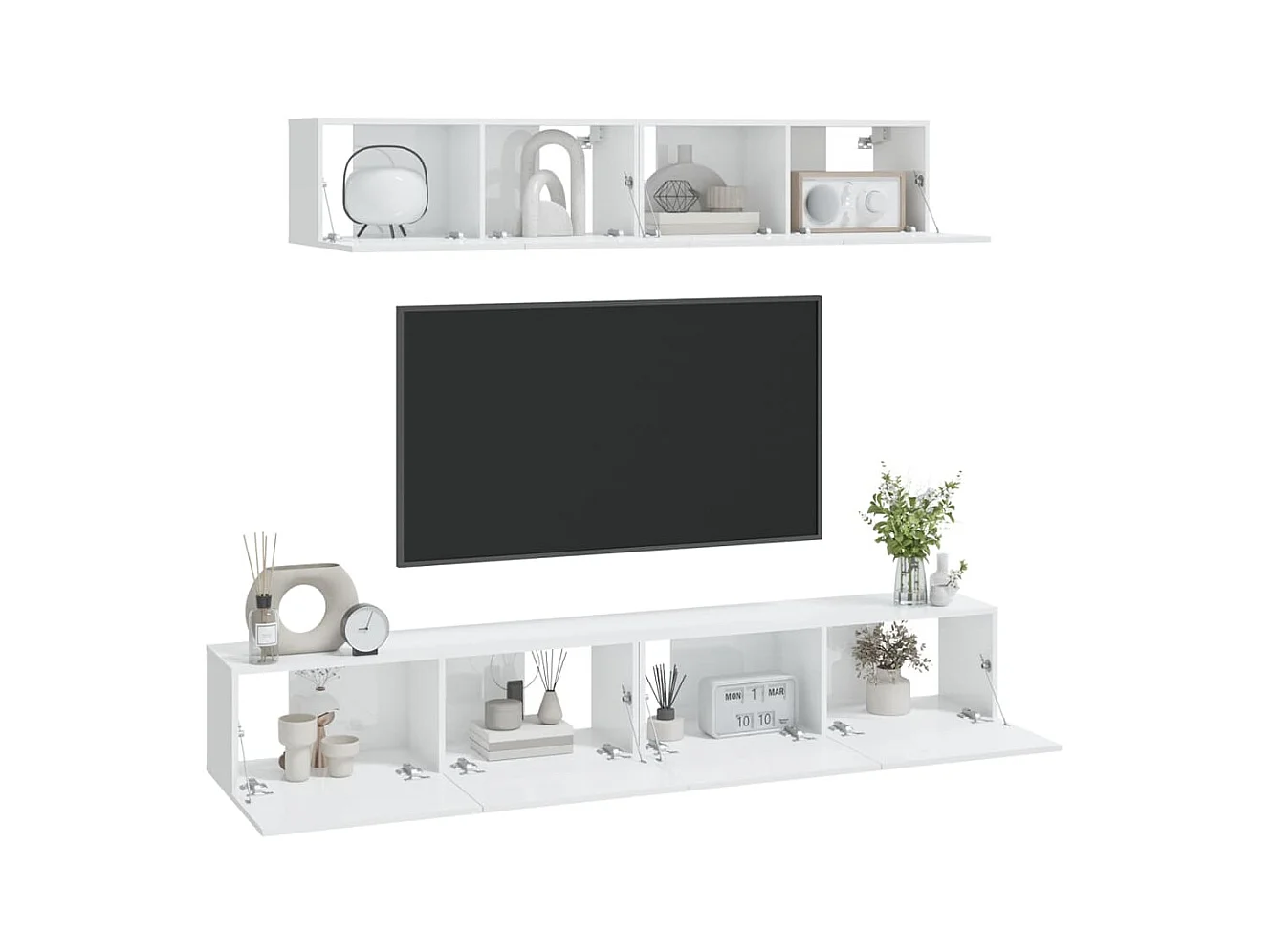 Ensemble de meubles TV 4 pcs Blanc brillant Bois d'ingénierie