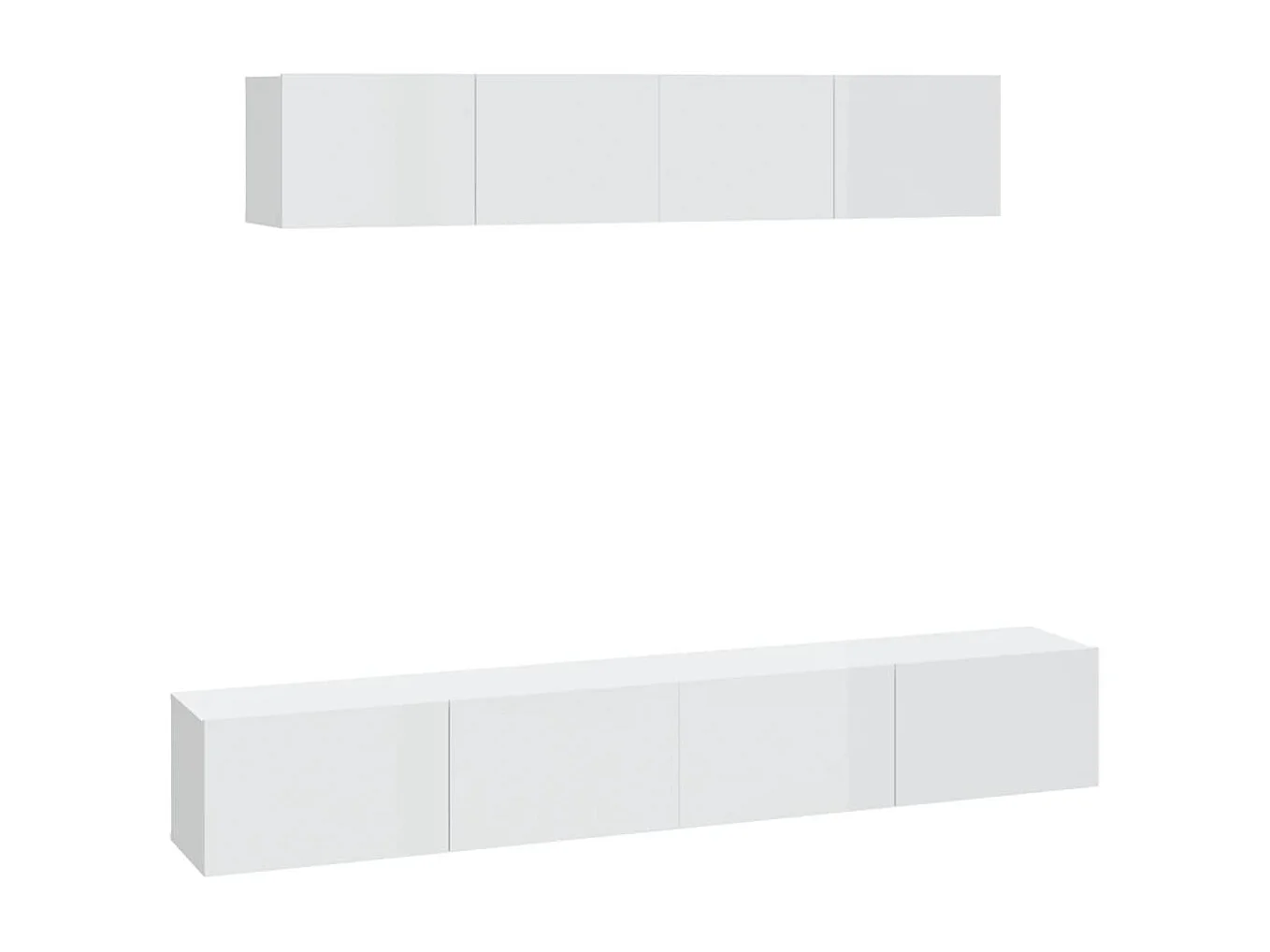 4-delige tv-standaardset glanzend wit bewerkt hout