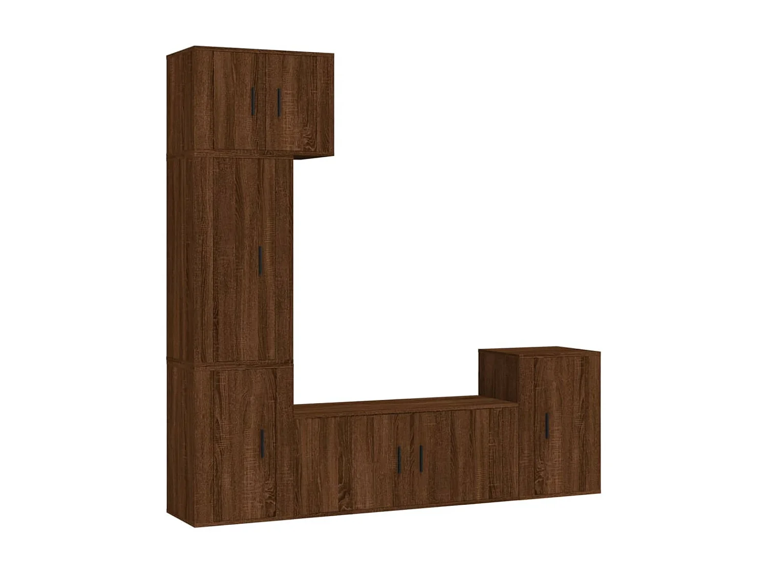 5-delige tv-standaardset bruin eiken parket