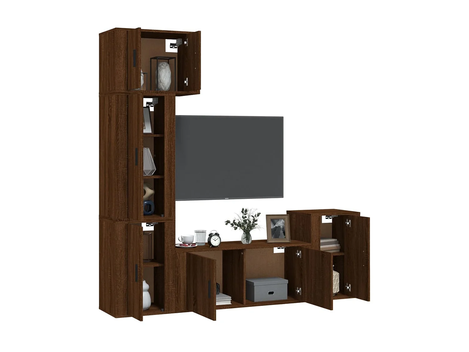 5-delige tv-standaardset bruin eiken parket