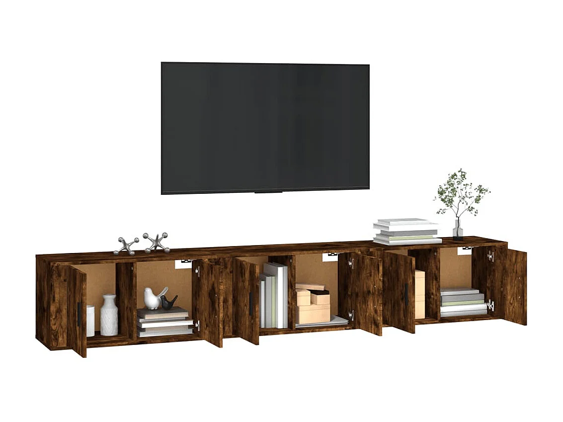 Wand TV-meubels 3 stuks gerookt eiken 80x34,5x40 cm