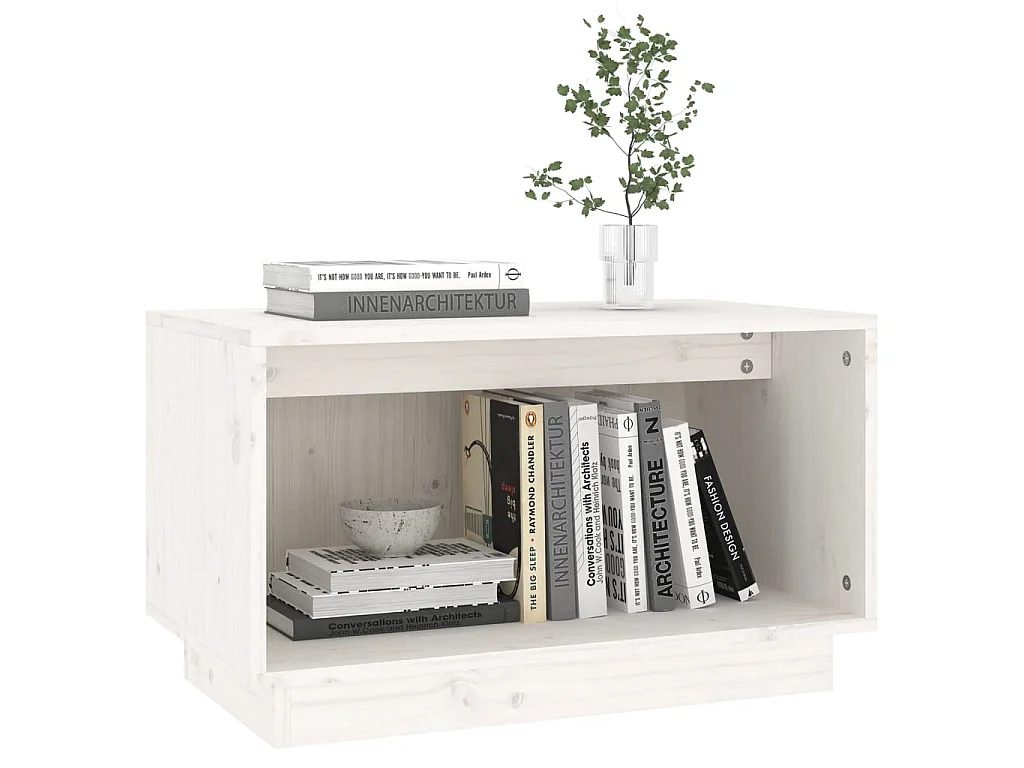 Meuble TV Blanc 60x35x35 cm Bois de pin massif