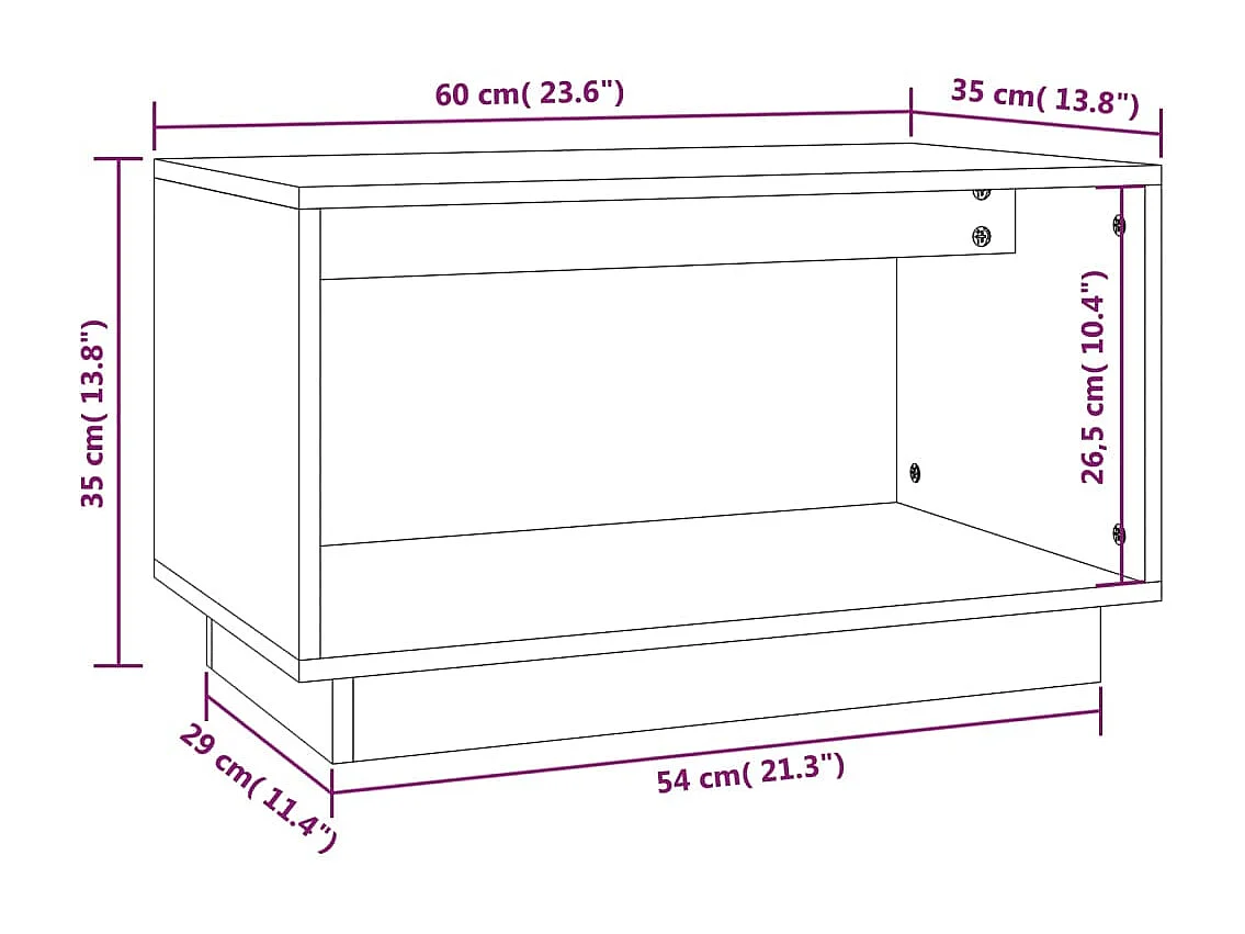 Meuble TV Blanc 60x35x35 cm Bois de pin massif