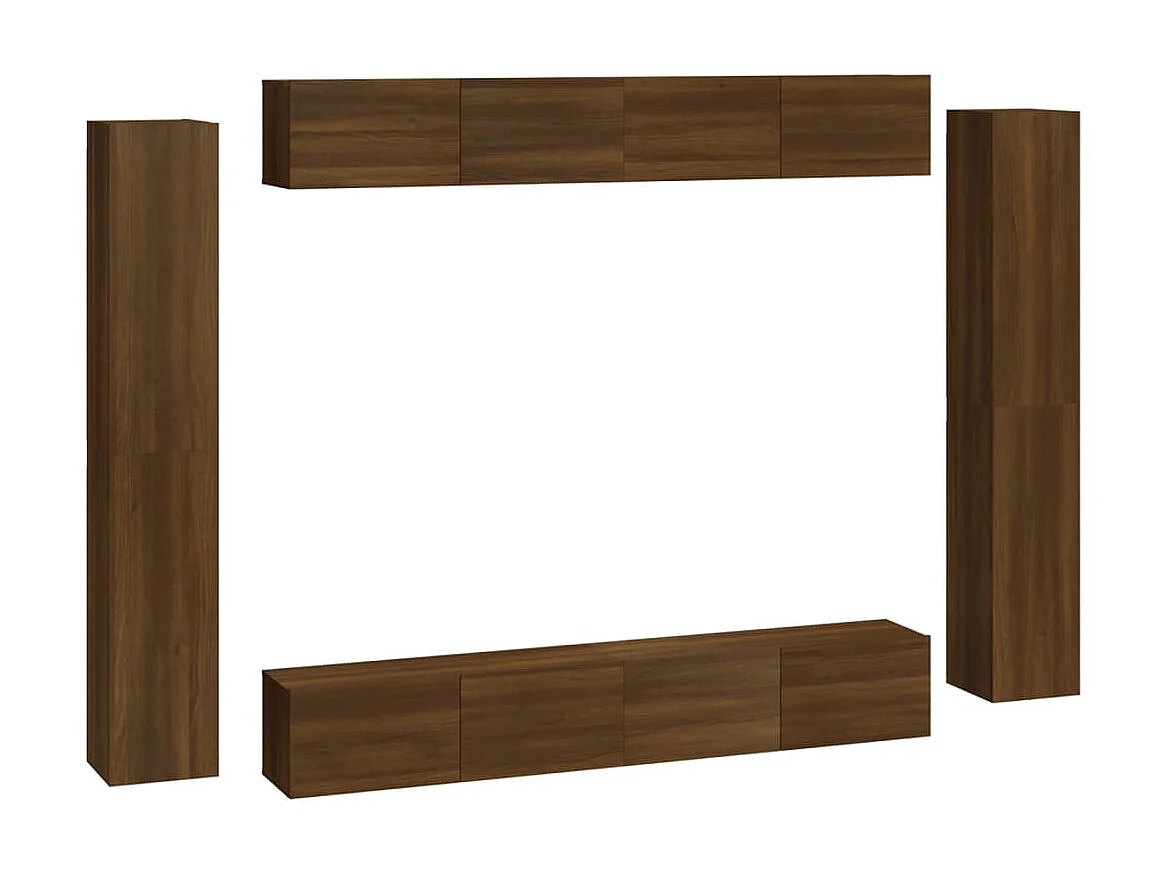 Set supporto TV da 8 pezzi in MDF rovere marrone