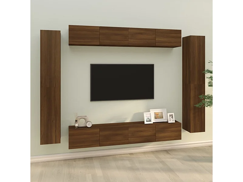 Ensemble de meubles TV 8 pcs Chêne marron Bois d'ingénierie