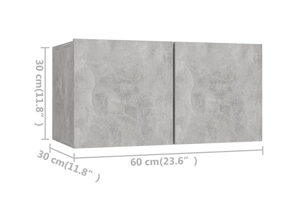 Ensemble de meuble TV 4 pcs Gris béton Aggloméré