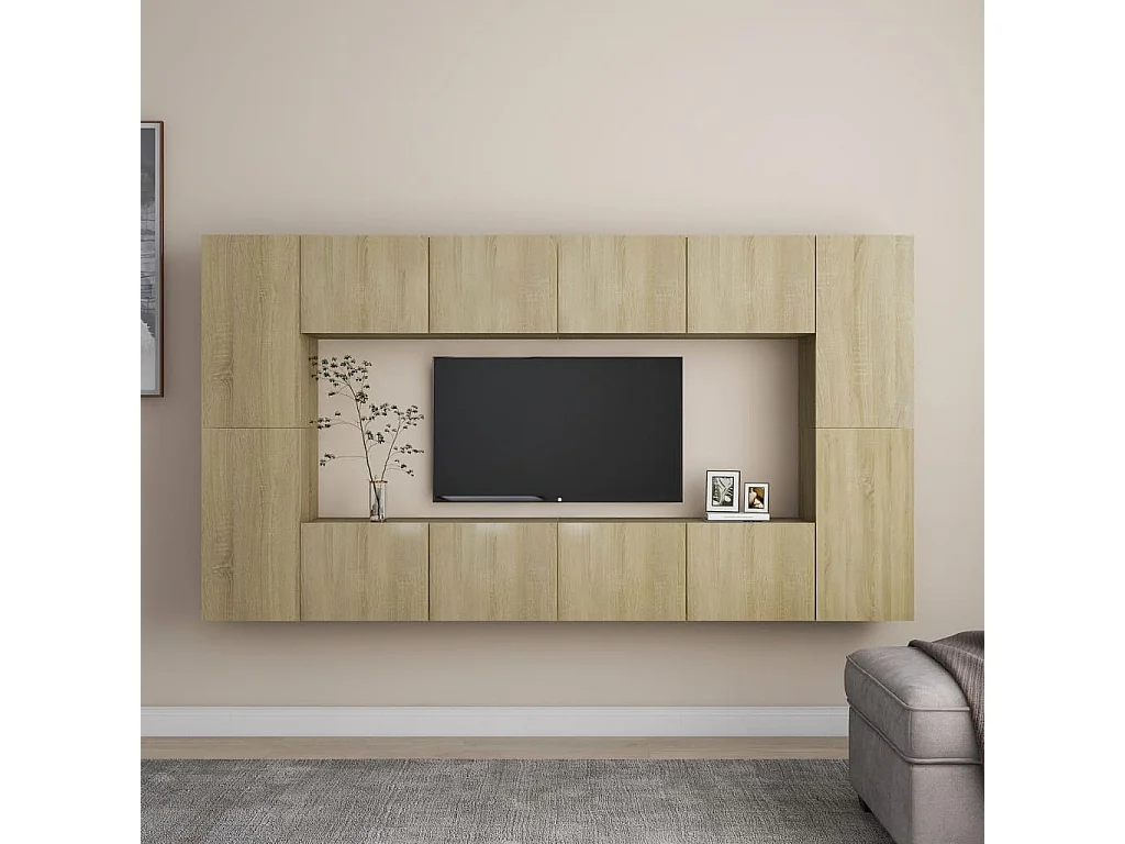 Ensemble de meubles TV 8 pcs Chêne sonoma Aggloméré