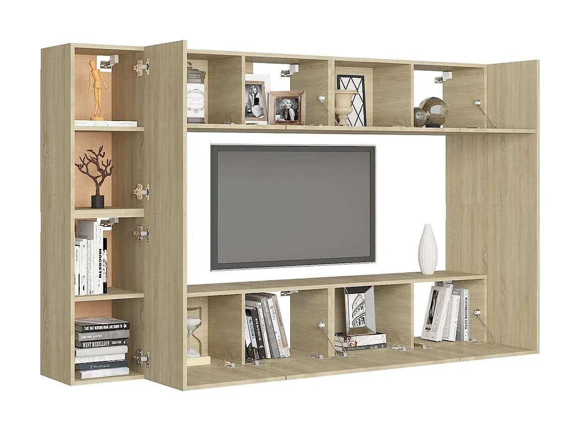 Ensemble de meubles TV 8 pcs Chêne sonoma Aggloméré