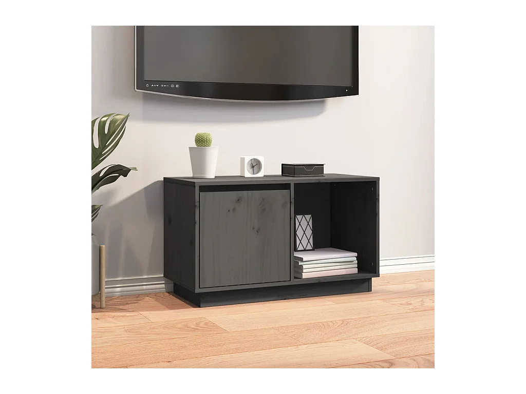 Meuble TV Gris 74x35x44 cm Bois de pin massif