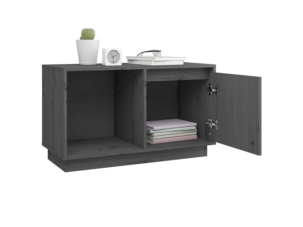 Meuble TV Gris 74x35x44 cm Bois de pin massif