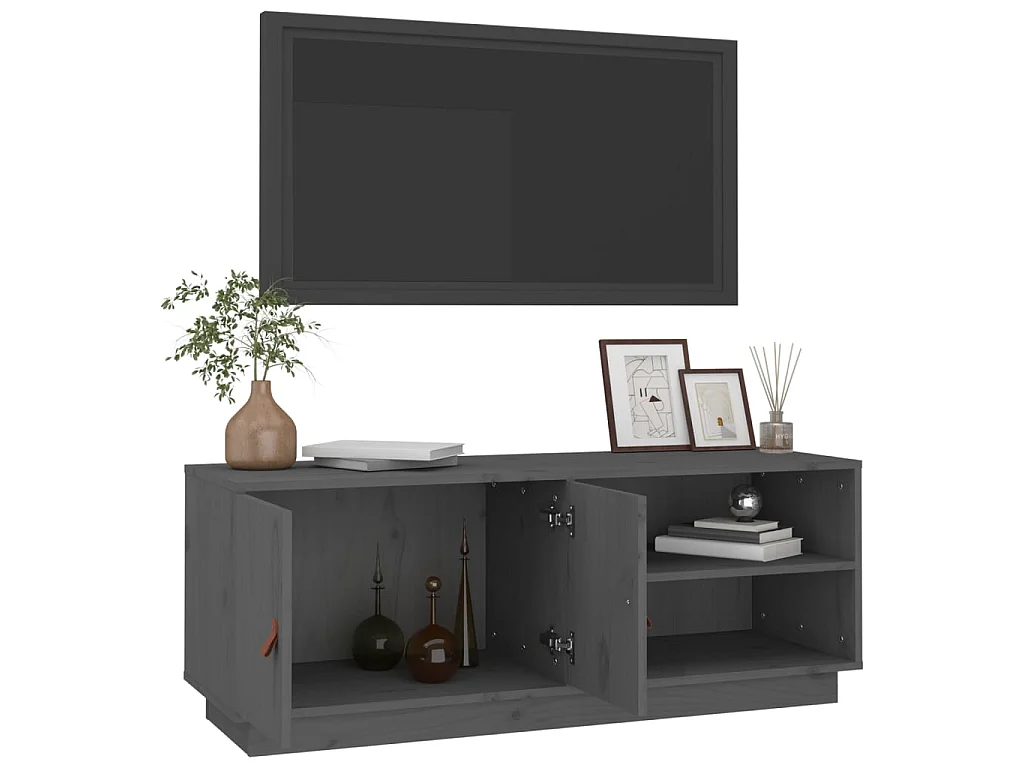 Mueble TV gris 105x34x40 cm Madera maciza de pino