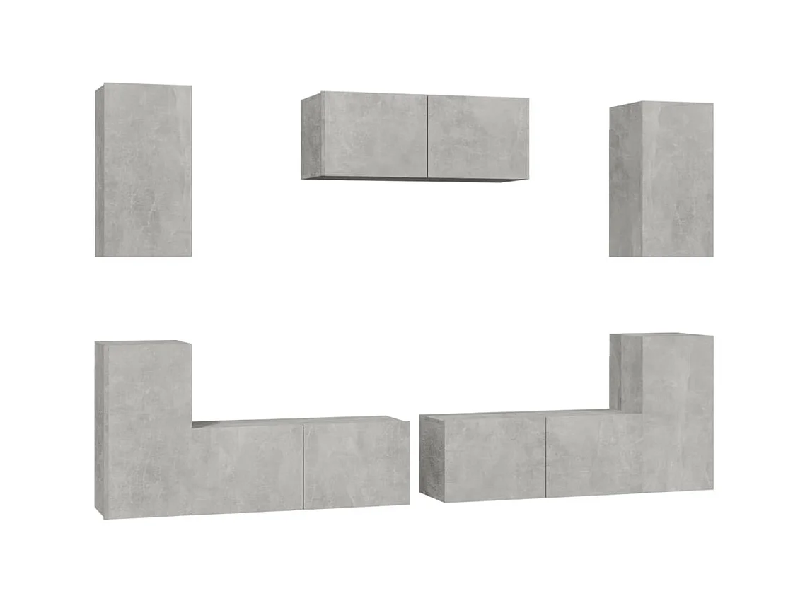 Ensemble de meubles TV 7 pcs Gris béton Bois d'ingénierie