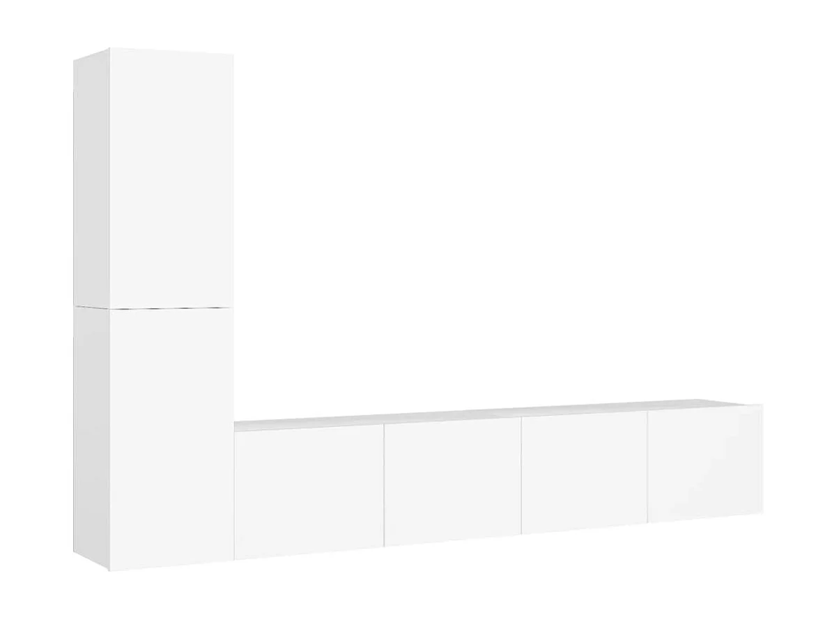 Ensemble de meuble TV 4 pcs Blanc Aggloméré