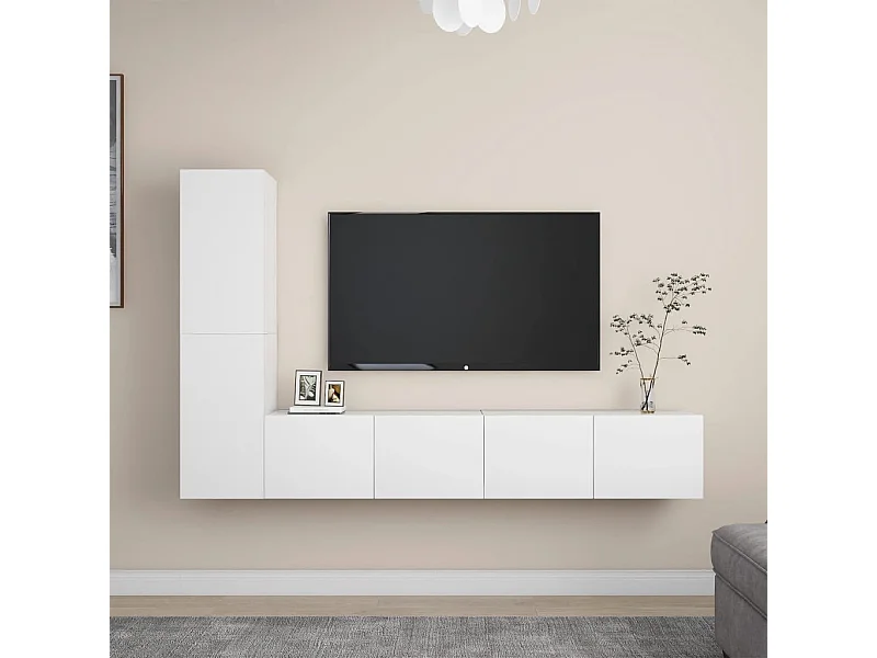 TV-Schrank-Set 4-tlg. Spanplatte Weiß