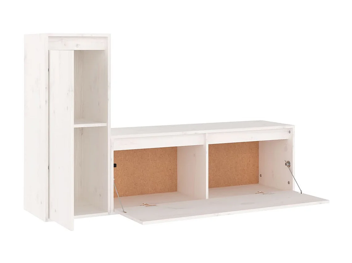 TV-meubel 2 stuks Wit Massief grenenhout