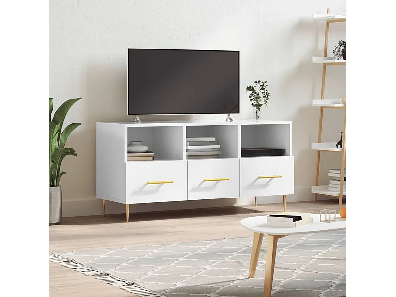 Mobile TV Bianco lucido 102x36x50 cm MDF