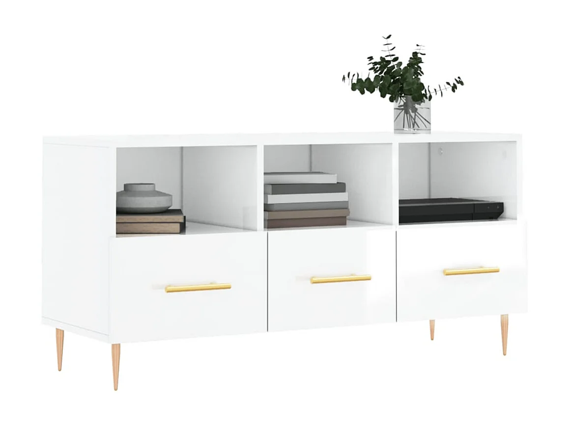 Mobile TV Bianco lucido 102x36x50 cm MDF